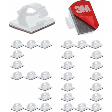 50 stk holdbare 3M selvklebende kabelklips, ledningsholder, kabelhåndtering justerbar elektrisk ledningsorganisatorholder for kontor/hjem/TV/lader/bil