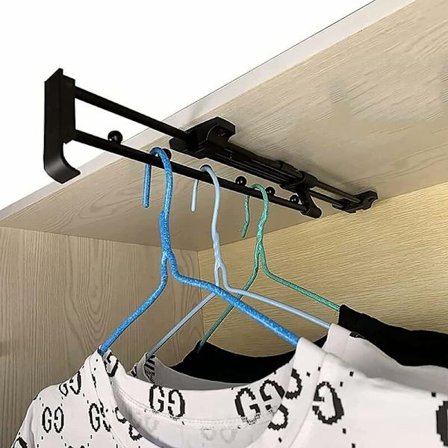 Raskaan sarjan vedettävä vaatetanko - Vaatekaapin henkiskisko, yläkiinnitys vaatekaapin tilan säästämiseksi (koko: 30)