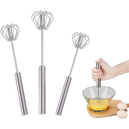 Kjøkkenvisker, 3 deler Semi-automatisk visp Rustfritt stål Manuell visp Bakevisp