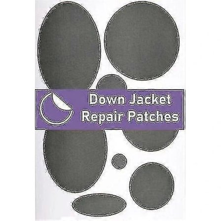 Lappesett for dunjakke - Ferdigkuttet, selvklebende, myke, vanntette mørkegrå