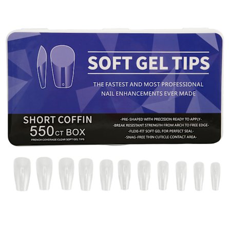 550 st Ultra Tunna Genomskinliga Press On Nagelspetsar Semi Frosted DIY Nagelkonst för Salonger Korta