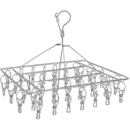 Strumpor i rostfritt stål för klädställning med 36 klädnypor