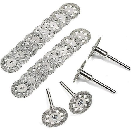 Diamantkapskiva, 20 st 22 mm Mini Diamantkapskivor med 4 st Dornskaft för Rotationsskivor för Dremel Rotationsverktyg Glas Ädelstenar Kapskiva