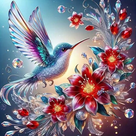 Diamond Painting Kits til voksne, Hummingbird Diamond Art Kits til voksne DIY Fugl 5D Fuld Drill Diamond Dots med Diamanter Blomsterkunst til 