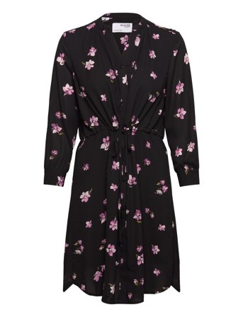 Slfdamina 7/8 Aop Dress B Noos Dresses Shirt Dresses Svart Selected Femme*Betinget Tilbud