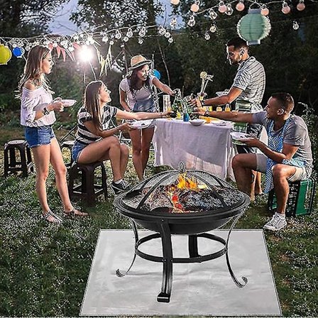 Bålmatte for bålpanne, 100x100cm, Piknik Grill Varmeisolasjonsmatte, Brannhemmende og Høytemperaturbestandig Silikonbelagt Fiber