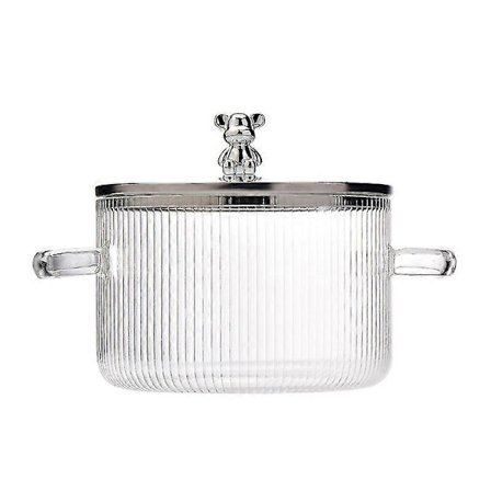 Glasgryde 1,6 Liter - Varmebestandig Glas Kogeudstyr med Låg Sauce Pande til Suppe, Pasta & Babymad (1600ml) - Superb