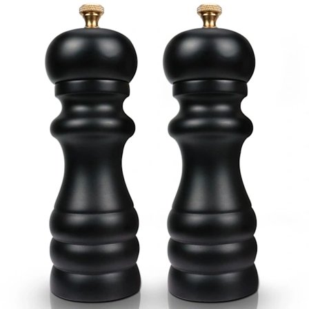 Pepper- og saltkvern, manuell salt- og pepperkvern, justerbar keramisk krydderkvern, salt- og pepperkverner i tre (svart)