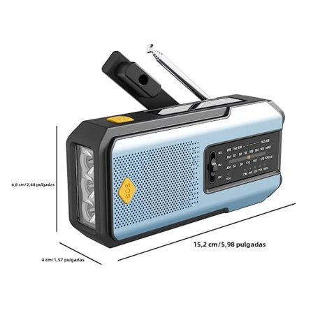 Blue-BIT Håndholdt Soldrevet Radio Nød AM/FM/NOAA Innendørs LED Lesing SOS Alarm 2000mAh Oppladbar Bærbar