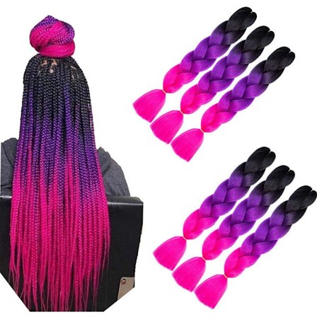 Jumbo 6-pak syntetisk hårforlængelser farvet varmebestandigt DI