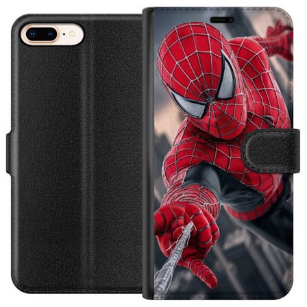 Yhteensopiva Lompakkokotelo Apple Apple iPhone 7 Plus Dynaaminen Spider-Man-kuvaus toimintanäkökulmasta, supervoimien teema liikkeen energialla ja e