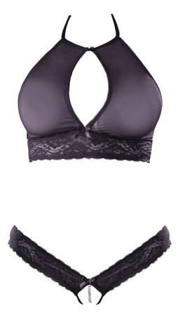 Cottelli Collection: SEE-THRU BRALETTE & OPEN STRING WITH CHAIN - Erotik Vuxen: Plus size
