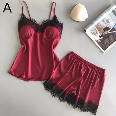 S-xxl Spets Pyjamasset Dam V-ringad Casual Pyjamas Linne Sommar Shorts Set P3f9