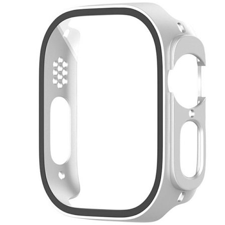 Apple Watch Ultra 49mm Skyddsfodral Hårt, stötsäkert klockskal med härdat glasfilm - Silver