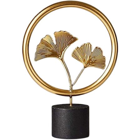 Træbase Ginkgo Blad Skulptur, Stue Gang Soveværelse Kontor Dekoration, Håndlavet Kunst Statue, Hængende Gave (Cirkel Fugl)