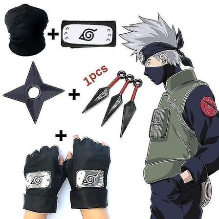 Anime Naruto Role Play Accessories Mask + Kiba Headband + Rifle + Small White