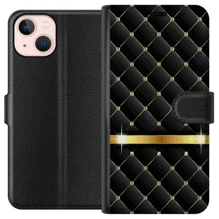Kompatibel Tegnebogsetui til Apple iPhone 13 Syede mønster med gulddetaljer