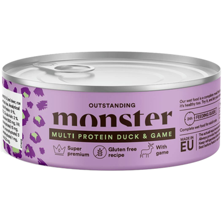 Monster Pet Food - Cat Adult Multi Duck/Game Burk 100 g x 12 - Katt - Kattefôr & kattemat - Våtfôr og våtmat - ZOO.no