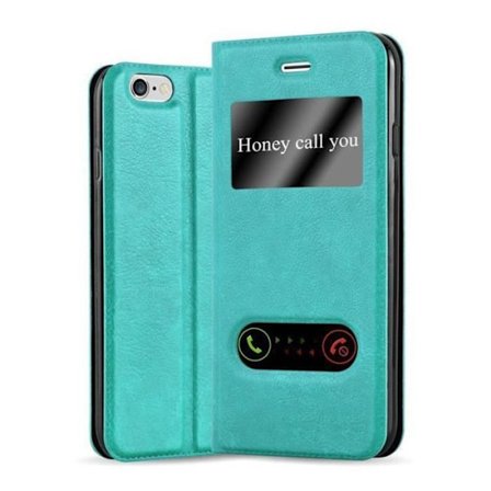 Cadorabo Fodral Apple iPhone 6 PLUS /6S PLUS TURQUOISE MINT VIEW Fodral Fodral Magnetiskt skydd Stöder stativglas
