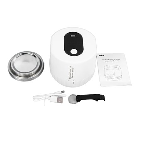 Portabel Mason Jar Automatisk Förslutare Elektrisk Vakuumförslutare Mason Jar Förslutare Vit (Levereras med Inbyggt Batteri)