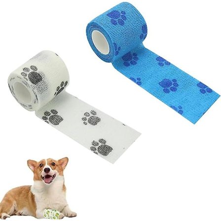 Bandage-sko til hunde, hundepot-bandage af ikke-vævet tape, selvklæbende bandage-sko, hundens DIY-sko til potebeskyttelse (2 stk., 5 cm * 4,5 m) hvid 