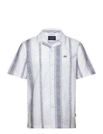 Lindbergh Dobby Stripe S/S Resort Shirt - White - S