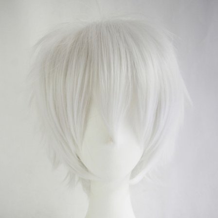 Valkoinen lyhyt peruukki, Bob Anime Cosplay monikerroksinen suora hius peruukki naamiaisjuhliin Anime Pixie hieno puku naisille miehille pojille 