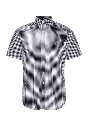 Reg Broadcloth Gingham Ss Bd Kortermet Skjorte Blå GANT*Betinget Tilbud