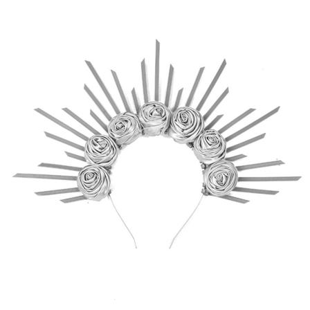 Red Roses Tiara Pannebånd Party Cosplay Tilbehør GRÅ Grey