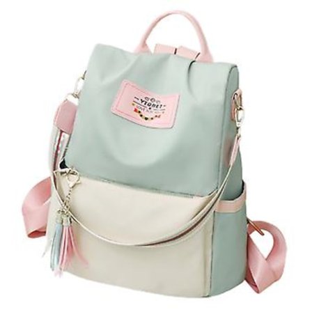 Damryggsäck med fransar för kvinnor Ryggsäck Dagryggsäck Axelväska Handväska Casual Resa Collegeväska Presenter (Grön)