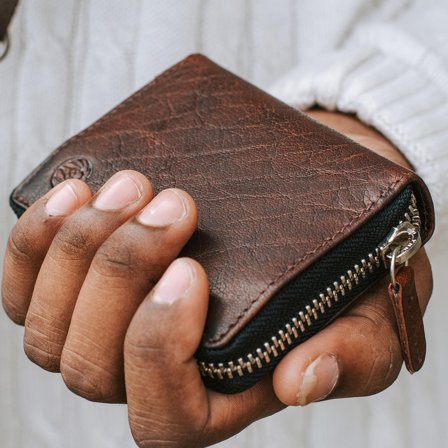 Porte-cartes accordéon Montreal en cuir havane RFID pour hommes - Porte-cartes