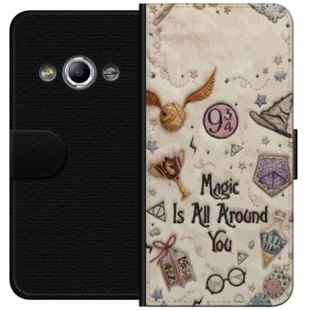 Kompatibelt Lommeboketui til Samsung Galaxy Xcover 3 Broderad magisk illustrasjon med symboler, sitater og fantasiverden inspirert av eventyr som skap