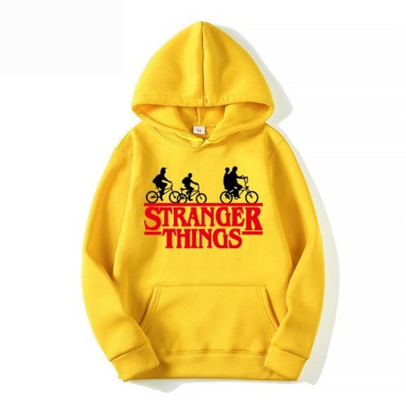 Stranger Things Trykket Pullover Hettegenser med Fleecejakke - Gul - Størrelse S Gul Gul