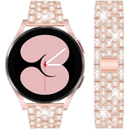 Rem til Samsung Galaxy Watch 7/6/5/4 20mm Bling Diamant Metal Udskiftningsrem til Kvinder og Mænd