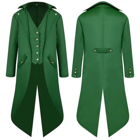 Miesten keskiaikainen muinainen swallowtail takki pitkä mekkotakki W Green 2XL