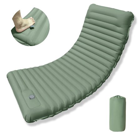 Camping Bed oppblåsbar Camping Rullematte, Camp Matte Lettvekts Liggeunderlag Rull Sammen Madrass Enkel
