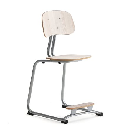 Skolestol YNGVE, medestel, sølv, ask, H 500 mm