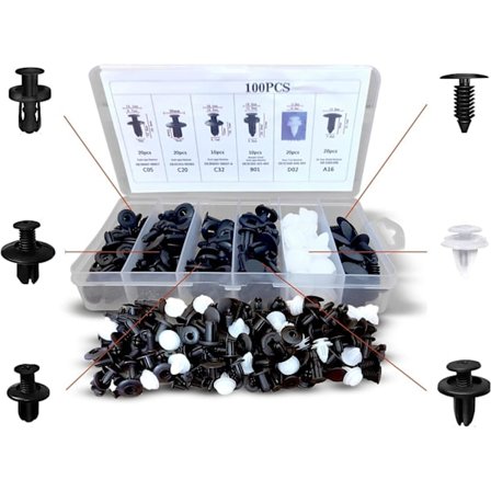 100 st bilklämmor - Bilplastnit - Plastnit skyddande