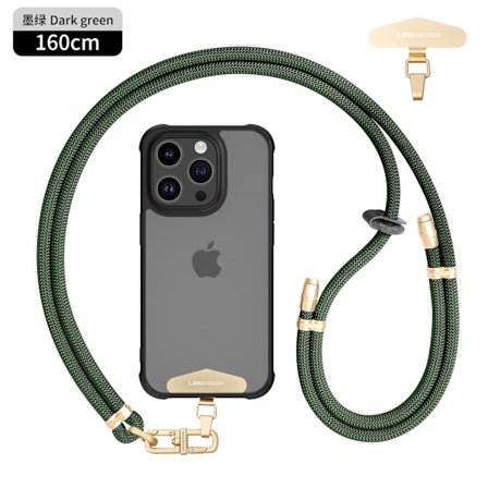 Anti-tyveri mobilholder til mobiltelefon, clips i rustfrit stål og justerbare spænder (mørkegrøn)