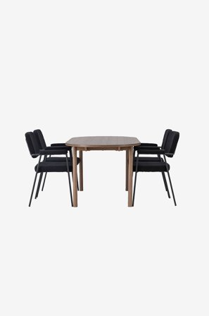 Venture Home - Spisegruppe Andy med 4 stk stoler Yesterday - Brun - Spisegruppe 4 personer - Fra Homeroom