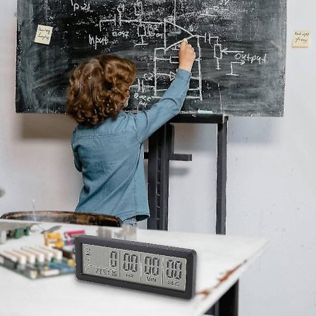 Stort Digitalt Nedtællingsur - 999 Dages Nedtællingsur Til Eksamen Laboratorie Køkken (sort)