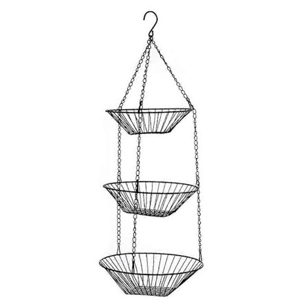 1 kpl Ontto Hedelmäkori Rautataide Riippukori Kolmikerroksinen Kori (Musta)