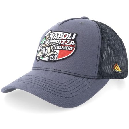Iconic - Grå trucker Keps - Napoli Pizza Delivery Charcoal/Black Mid A-frame Trucker @ Hatstore