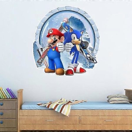 Mario Sonic Värikkäät Anime 3D Seinätarrat PVC Koristeellinen Tapetti