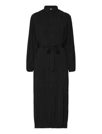 Slfvaleria Ls Ankle Plisse Dress B Black Selected Femme