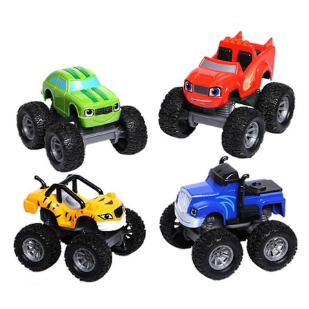 Nye Hot Blaze And The Monster Machines Racers 4-pak, Sæt af Die-Cast Metal Push-along Køretøjer til Børnehavebørn i Alderen 3 År og Ældre