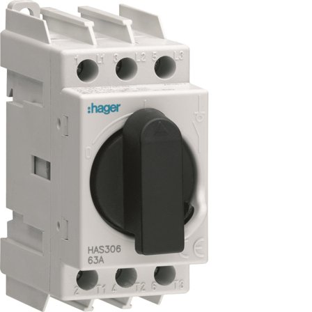 Hager HAS363 Hovedbryter 3-polig, 63 A, Stikkontakter & kabler