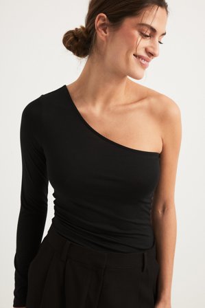 NA-KD Einseitig schulterfreies Top - One shoulder Tops - Schwarz - XXL