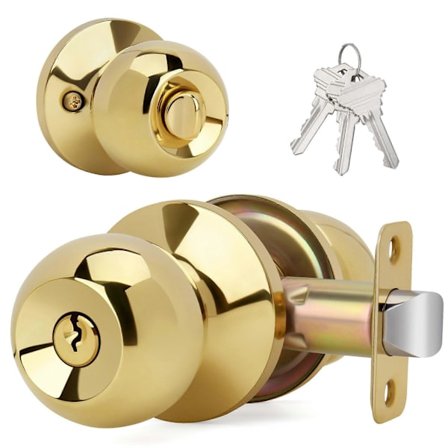 Låsbart dörrhandtag med nyckel och lås, kraftig mässing HNB