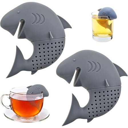 2-pakning Hai Teinfuser, Filter for Løs Te Gjenbrukbar, Morsom Dyreformet Sil Rustfritt Stål Kuldiffusor Brygger for Tekopper Tekanner